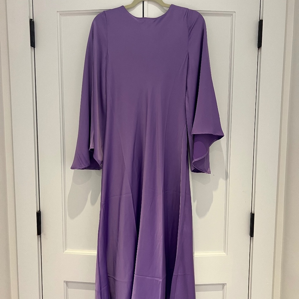 Bell Sleeve Satin Dress